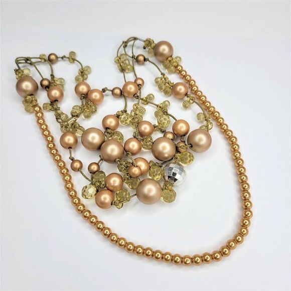 𝅺BEIGE Brown Bead Necklace - Picture 3 of 9